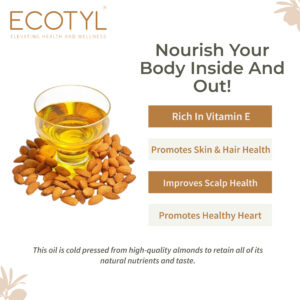 Ecotyl Cold Pressed Almond Oil – Sweet | For Haircare & Skincare | – 100ml