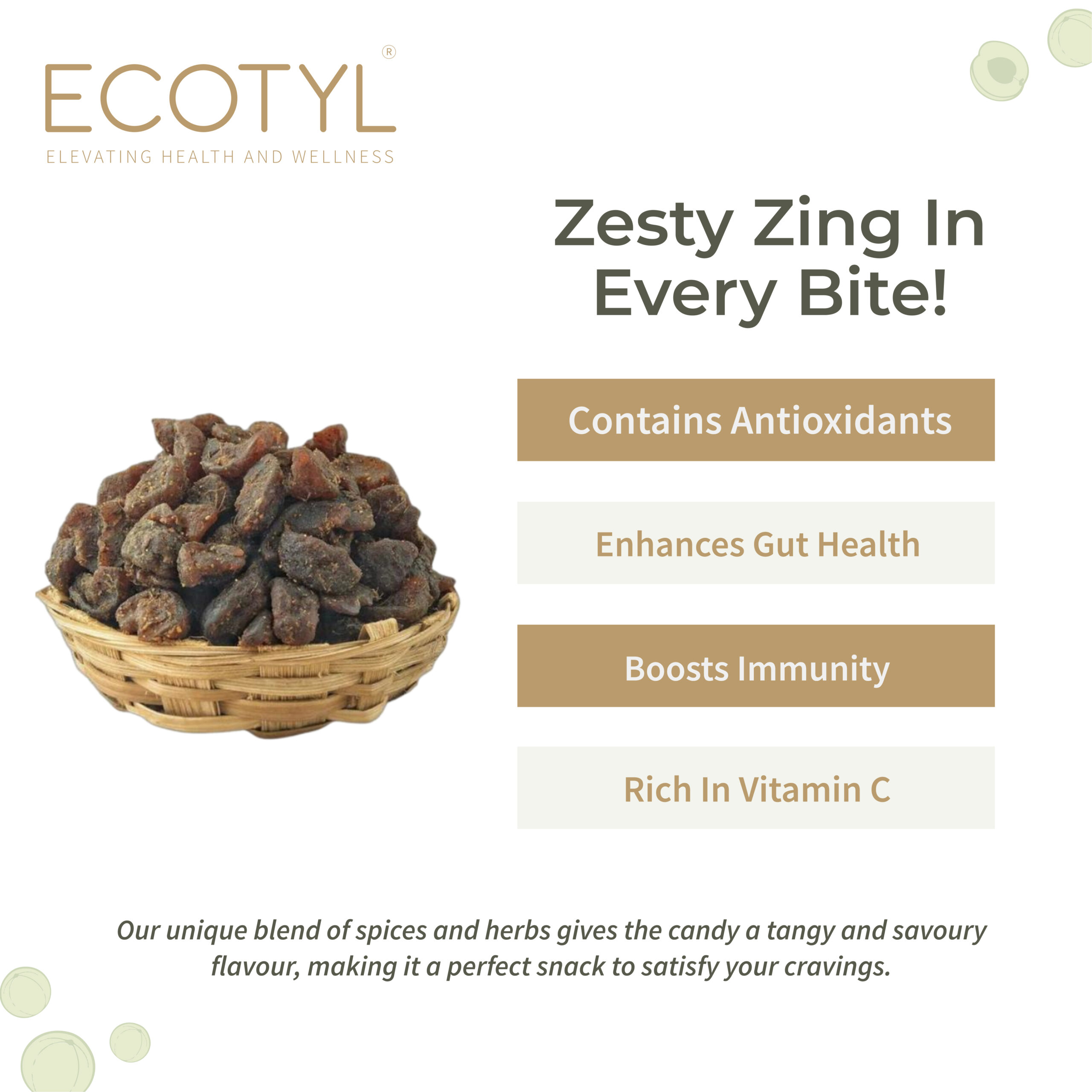 Ecotyl Amla Candy (Chatpata) | After Meal Digestive | Good for Gut Health | – 250g