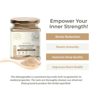 Ecotyl’s Ashwagandha Root Powder for Mental Well Being Energy Booster – 100g