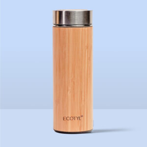 Ecotyl Bamboo Stainless Steel Insulated Flask With Strainer – 450 ml