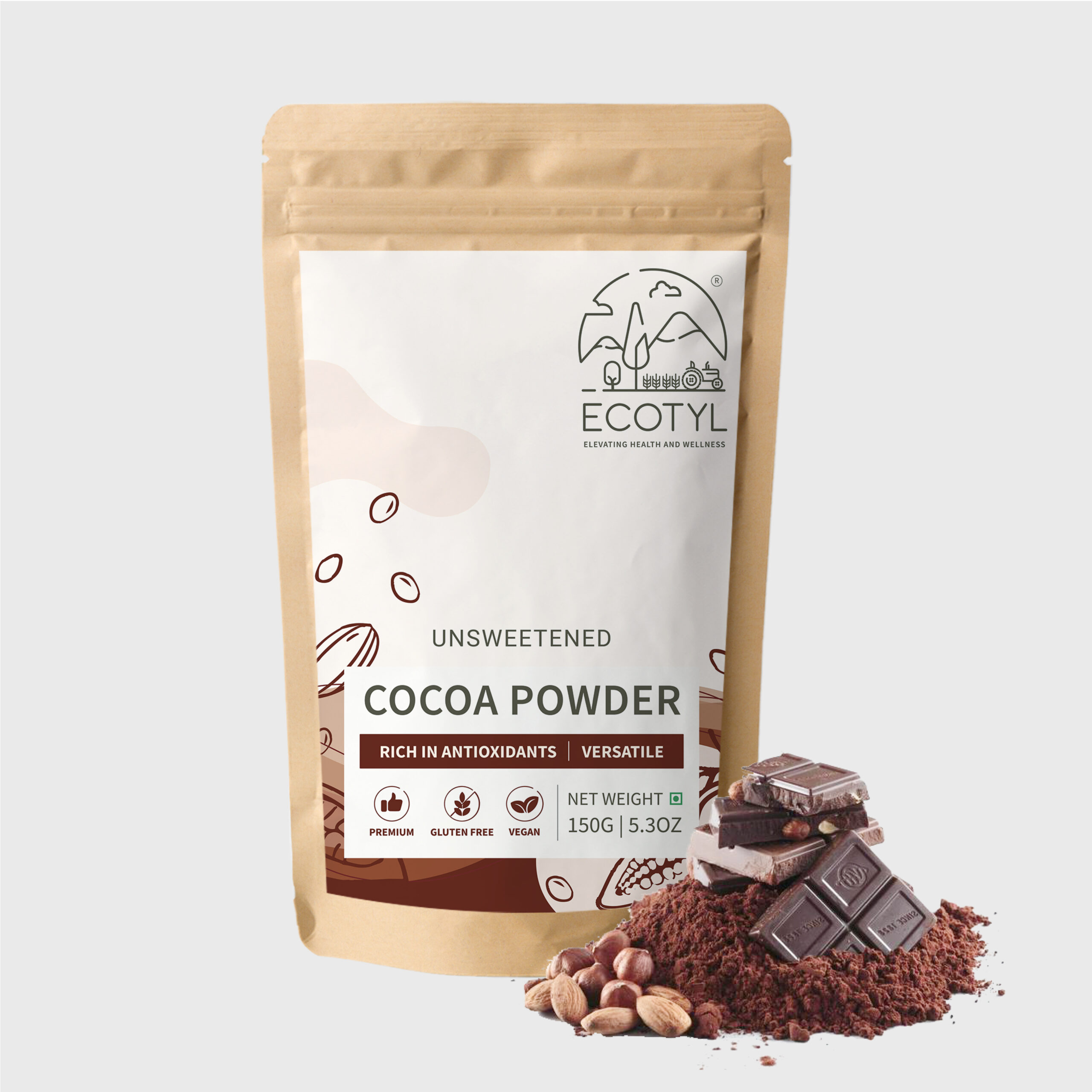 Ecotyl Cocoa Powder | Unsweetened | Perfect for Baking | – 150g