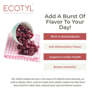 Ecotyl Dried Cranberries Seedless | Dried Fruit | Healthy Snack | – 150g
