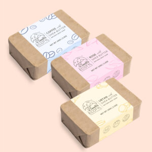 Ecotyl Shea Butter Soaps – Ubtan, Rose & Coffee | 100% Natural | Gentle Cleanser | Set of 3