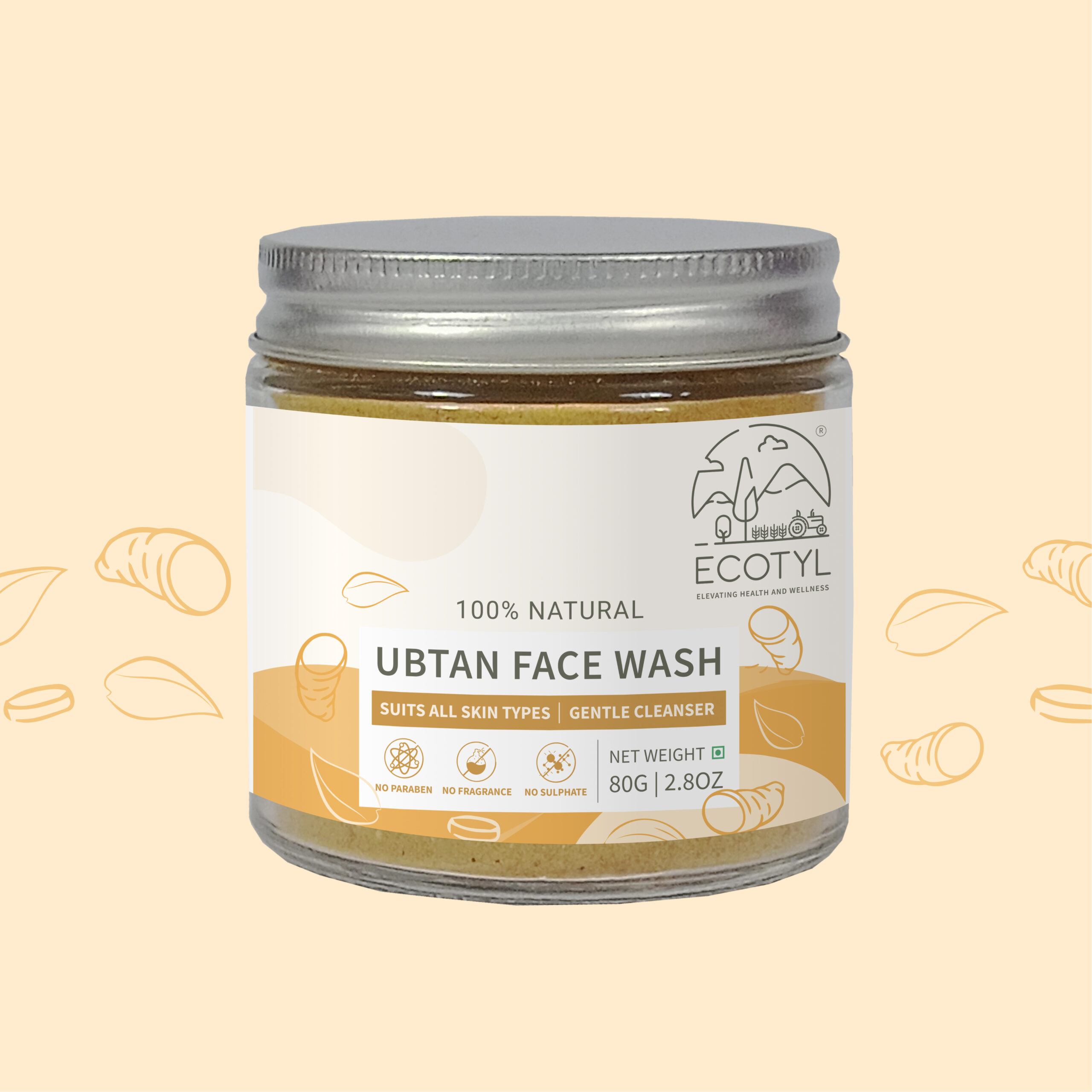Ecotyl Ubtan Face Wash Powder | 100% Natural Gentel Cleanser | – 80g